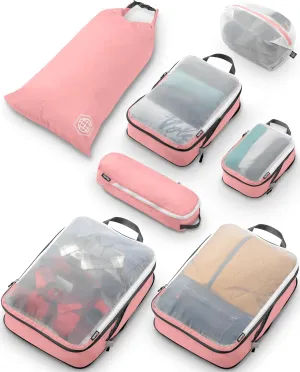 Large Packing Cube Set with See Through Mesh- Compression Packing Cubes Travel Organizers by TRIPPED Travel Gear