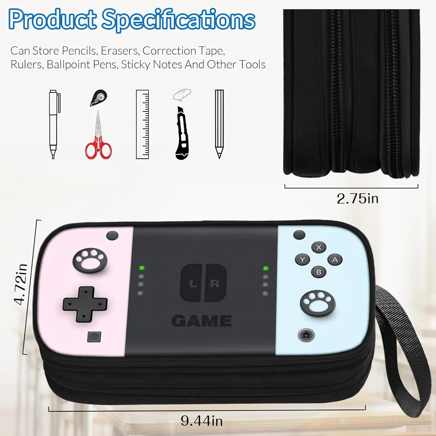 Large Pencil Case for Boys - Boys Pencil Pouch with Zipper Compartments - Big Capacity Pen Box Gamer Pen Bag Organizer for Kids Teens School