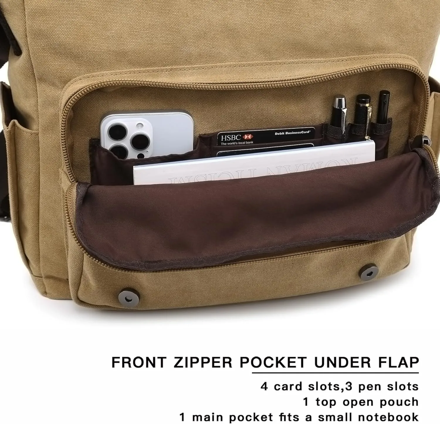 Large Vintage Canvas Messenger Shoulder Bag Travel Crossbody Purse Briefcase Business Bag for 15inch Laptop