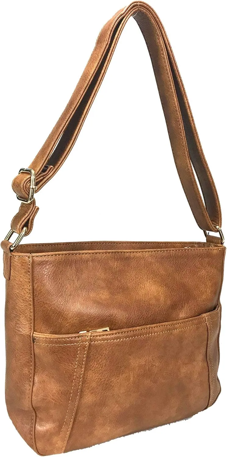 Laser Cut Locking Small Concealed Carry Purse CCW Crossbody Bag with Credit Card Slots