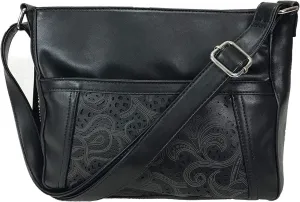 Laser Cut Locking Small Concealed Carry Purse CCW Crossbody Bag with Credit Card Slots