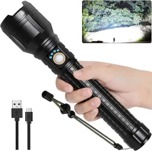 LBE Rechargeable Brightest LED Flashlight, 990,000 High Lumens Super Bright Powerful Flashlight with 5 Modes, IPX7 Waterproof Handheld Large Flash Light for Emergencies Camping