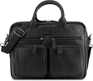 LEABAGS Dallas Leather Shoulder Bag I 15" Laptopbag I Genuine buffalo leather messenger bag I Vintage leather bag I Work bag