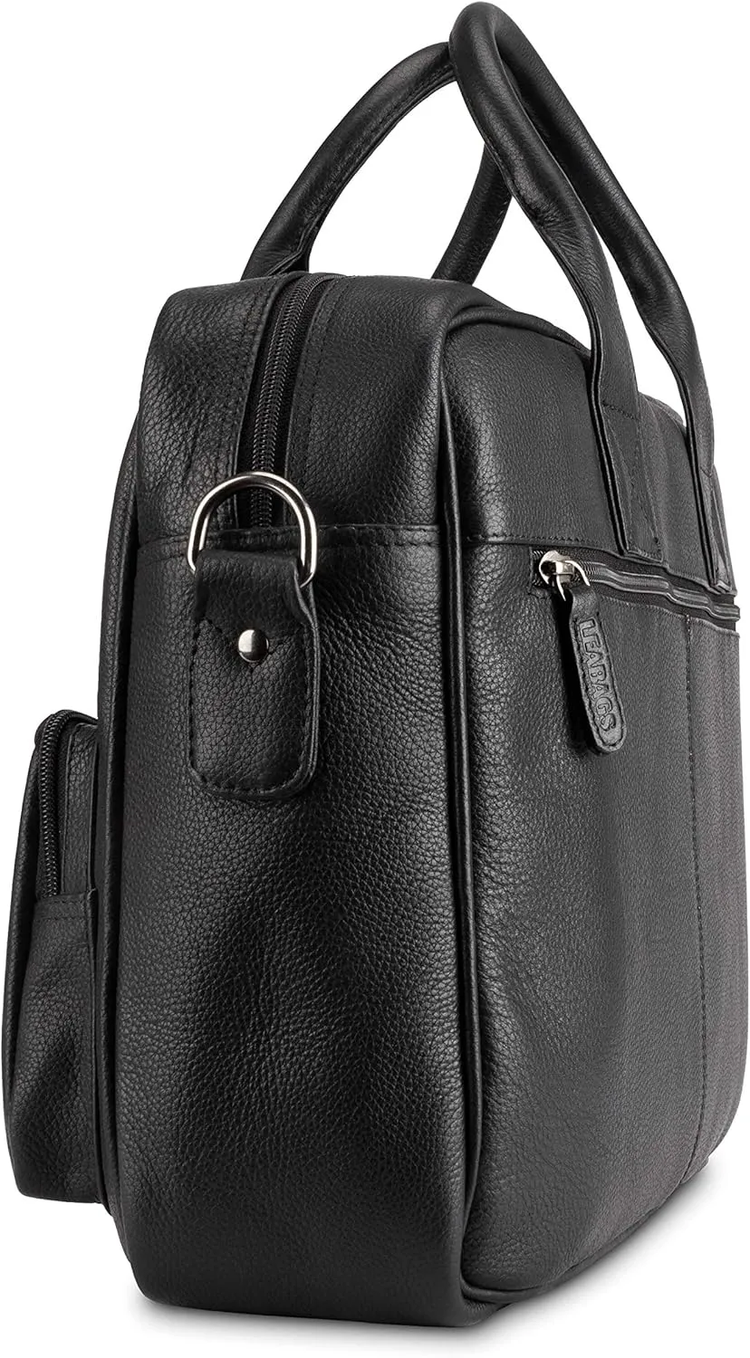 LEABAGS Dallas Leather Shoulder Bag I 15" Laptopbag I Genuine buffalo leather messenger bag I Vintage leather bag I Work bag