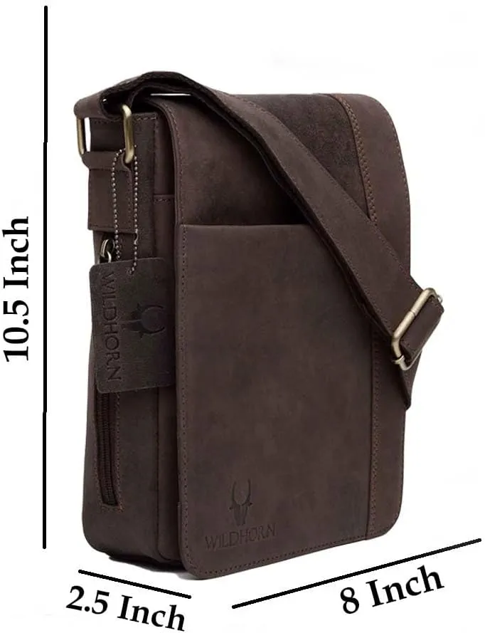 Leather 8.5 inches Brown Messenger Bag