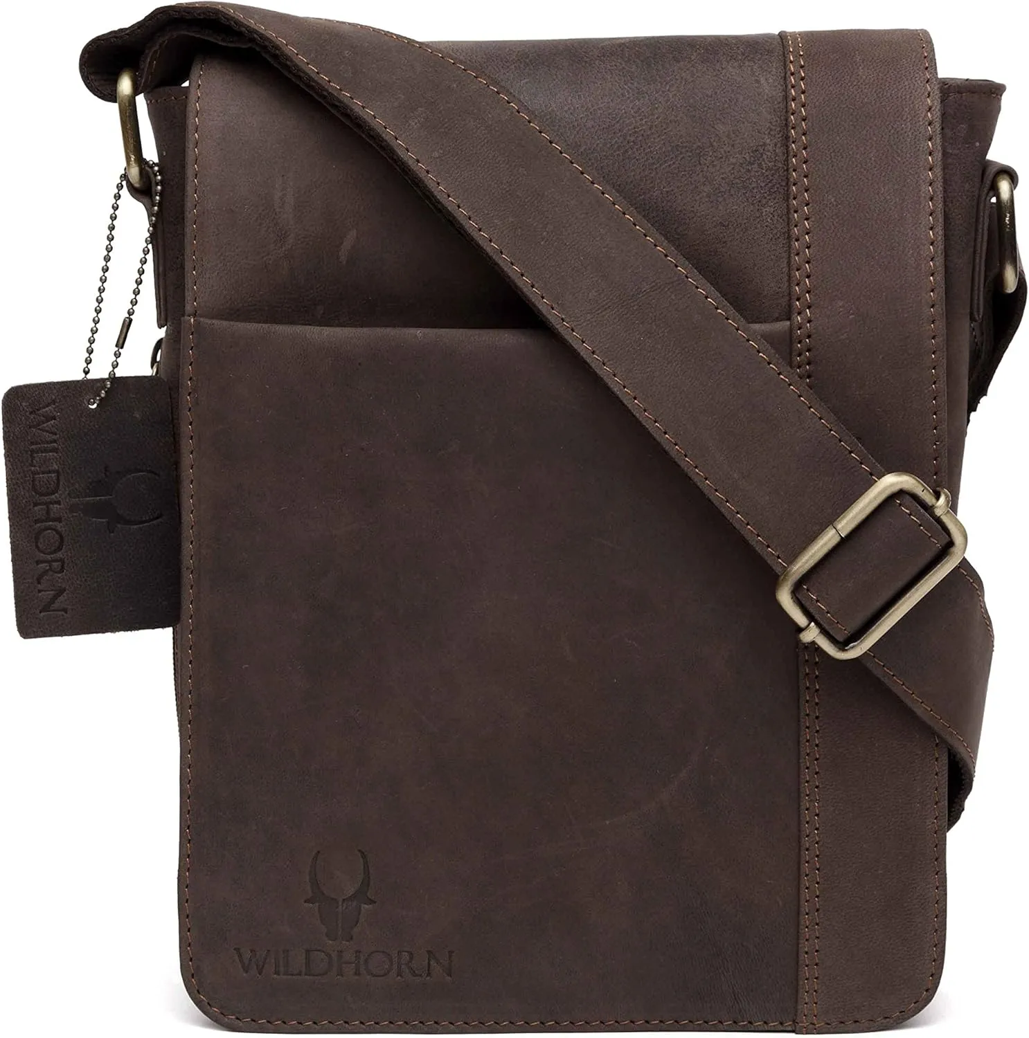 Leather 8.5 inches Brown Messenger Bag