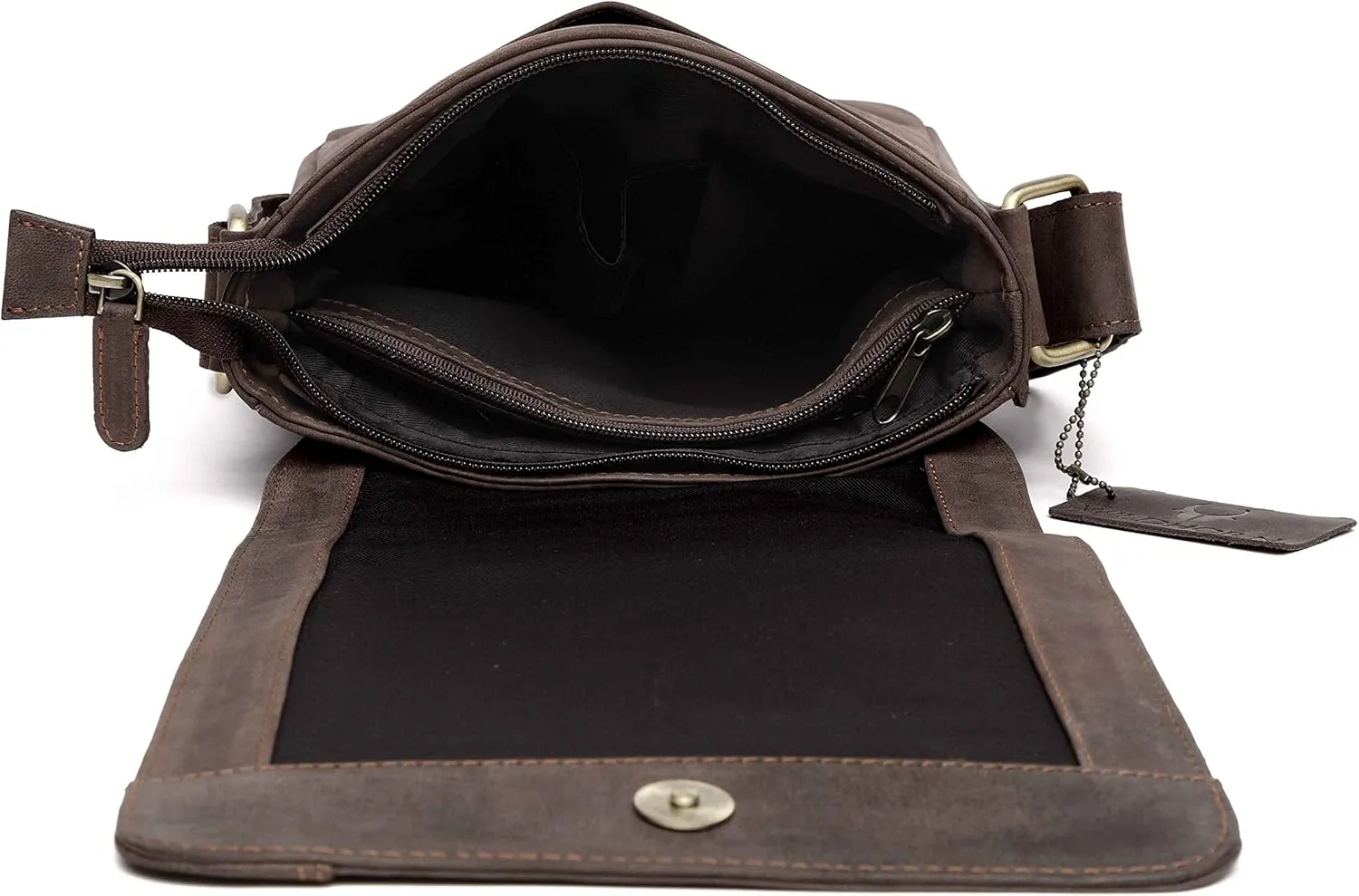 Leather 8.5 inches Brown Messenger Bag