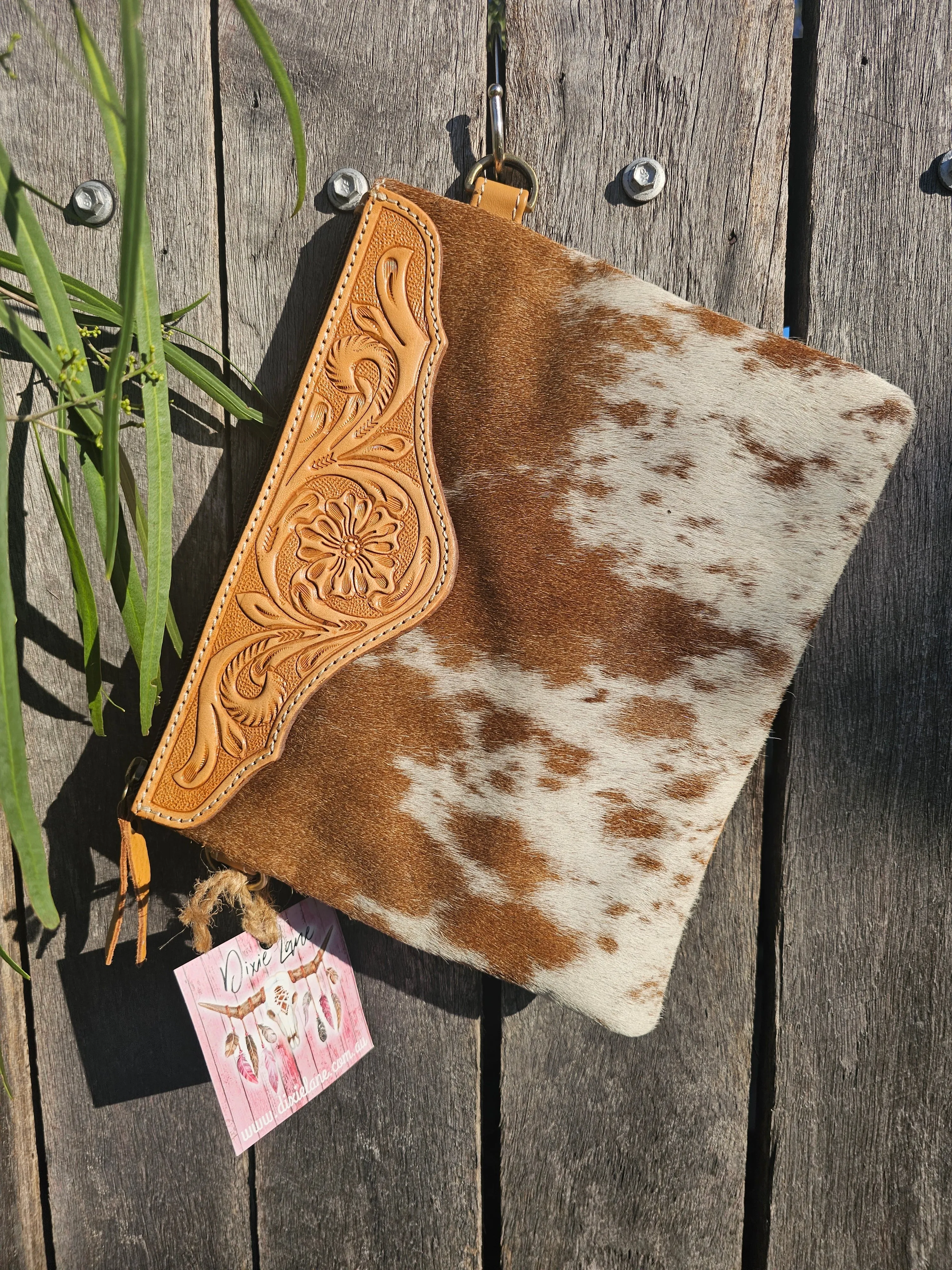 Leather & Hide Crossbody Clutch