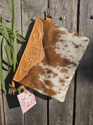 Leather & Hide Crossbody Clutch