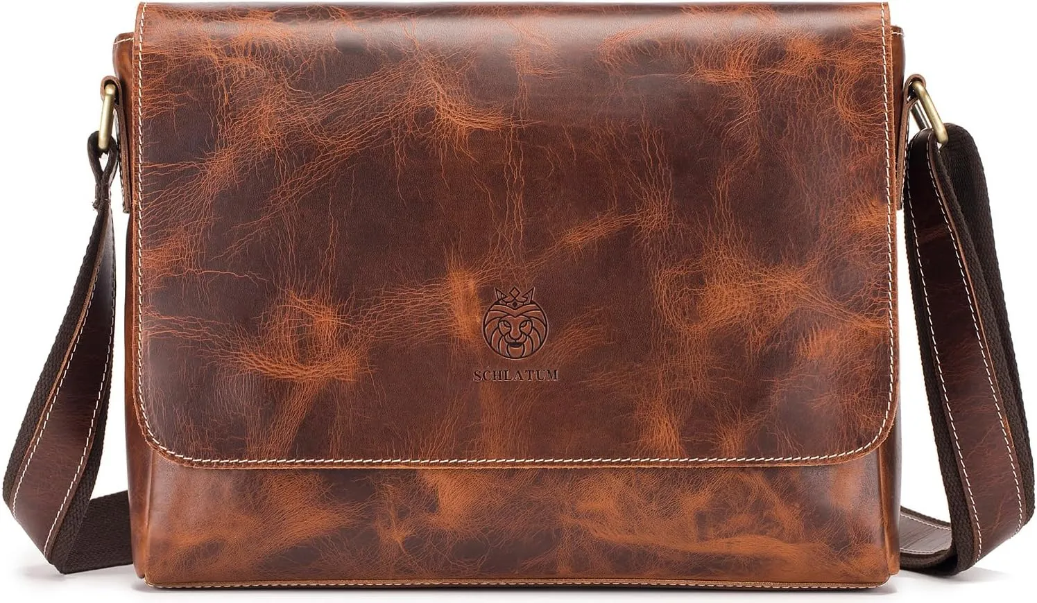 Leather Messenger Bag for Men Women Medium Satchel bag Retro Crossbody Shoulder bag Mens Purse Handbag