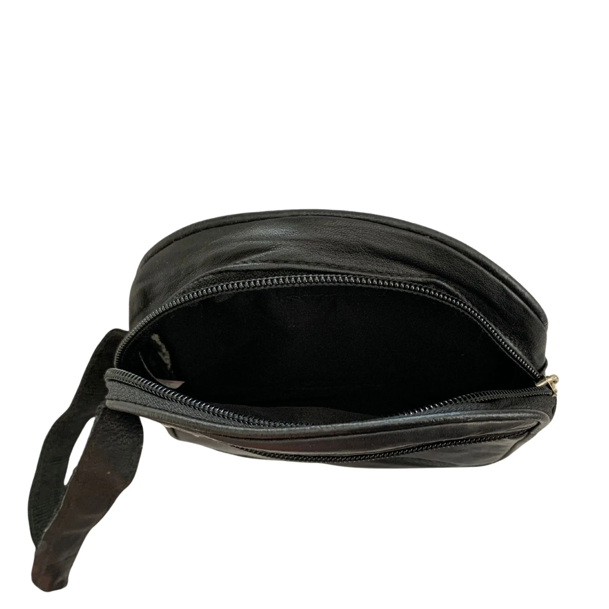 Leather Mini Zip Coin Purse Black - HCP02