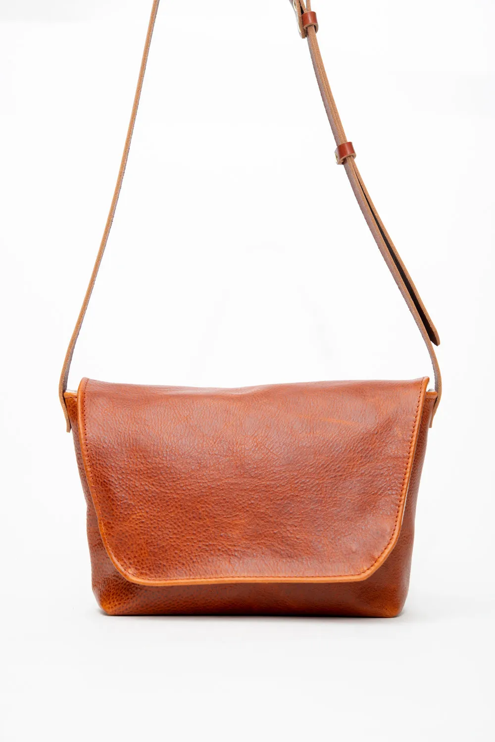 Leather satchel, messenger bag, postman bag BISCUIT model, handmade in Canada