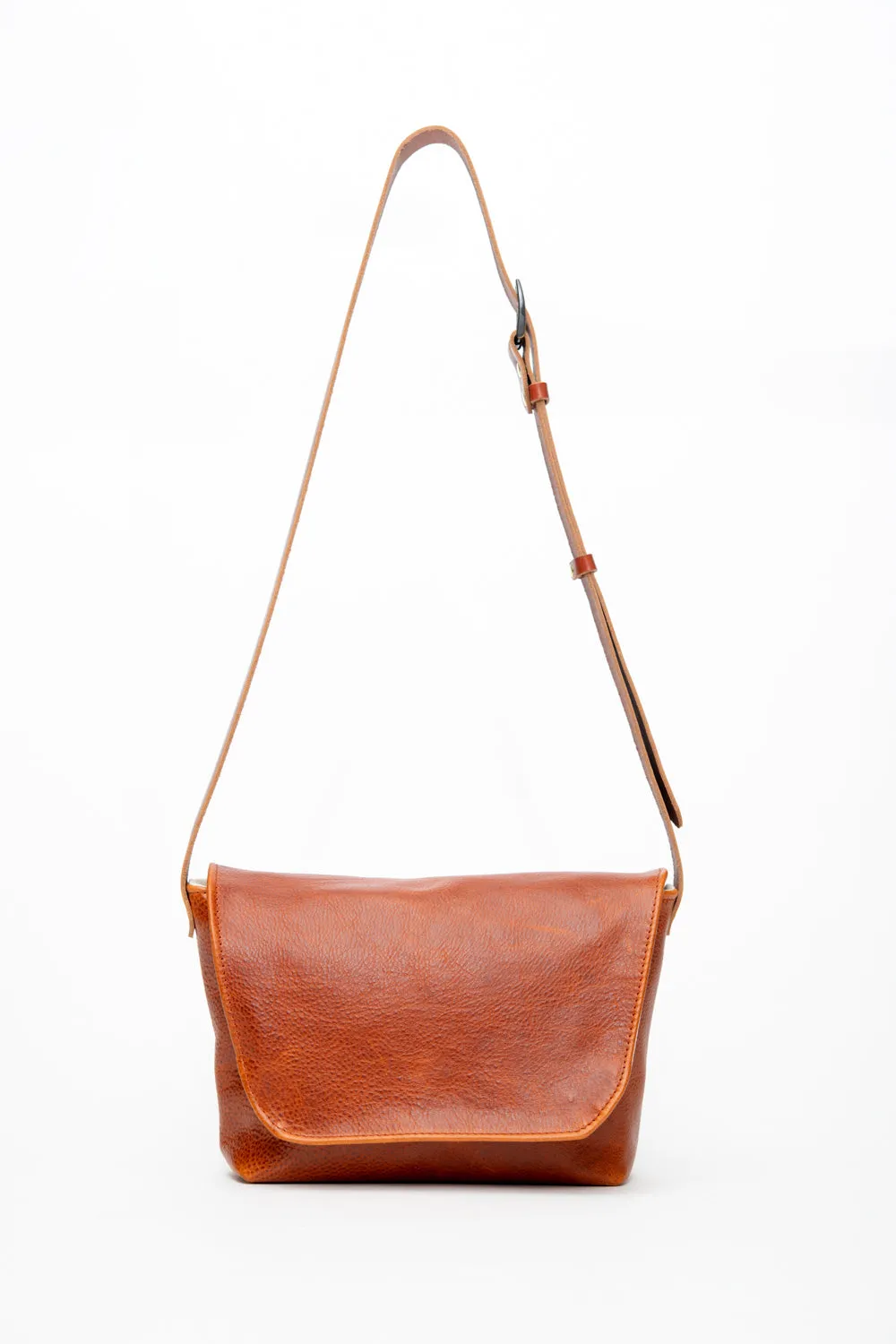 Leather satchel, messenger bag, postman bag BISCUIT model, handmade in Canada