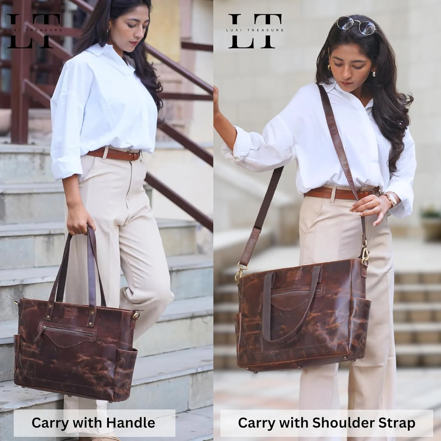 Leather Tote bag | 16 INCH | Ladies Messenger bag | Ladies Handbag | Shoulder Bag Purse | Women Laptop bag