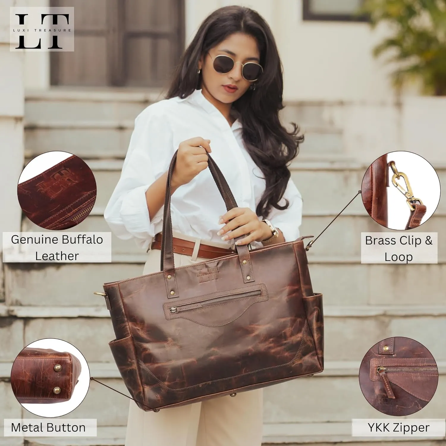 Leather Tote bag | 16 INCH | Ladies Messenger bag | Ladies Handbag | Shoulder Bag Purse | Women Laptop bag