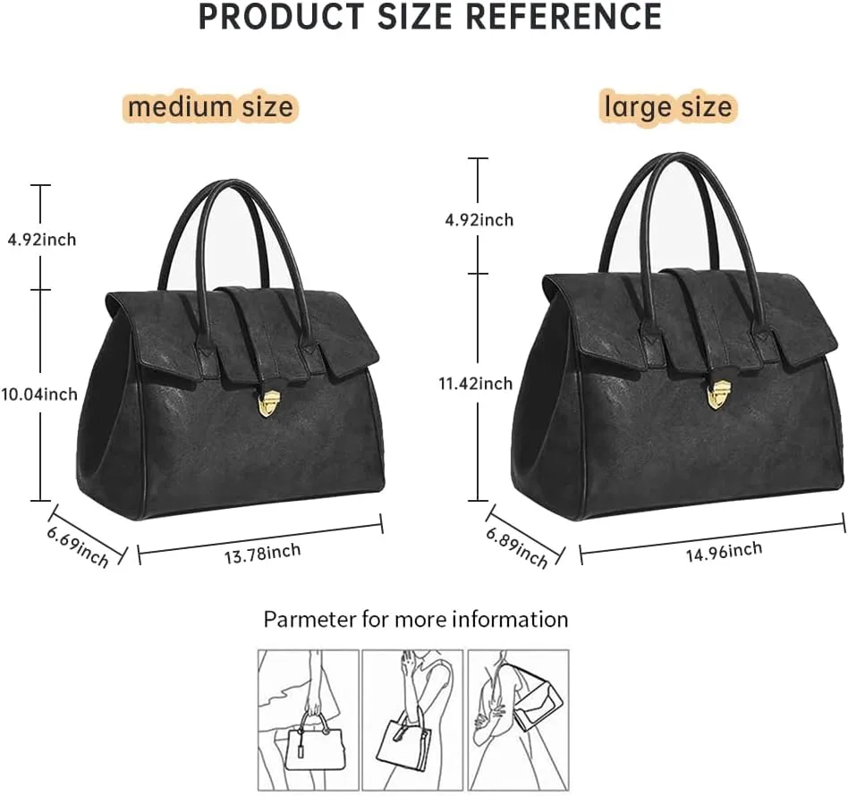 Leather Tote Bag for Women,Luxury Designer Handbags Large Capacity Work Tote Bag Trendy Clutch Purse With Top-handle