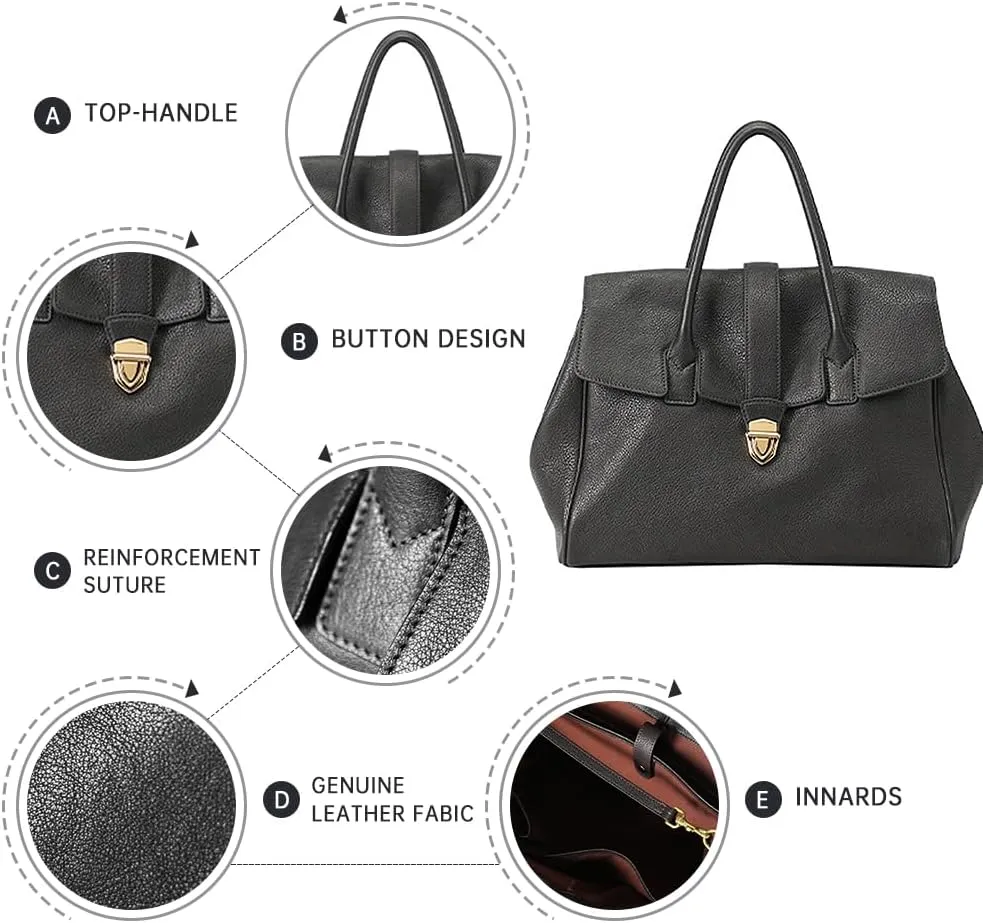 Leather Tote Bag for Women,Luxury Designer Handbags Large Capacity Work Tote Bag Trendy Clutch Purse With Top-handle