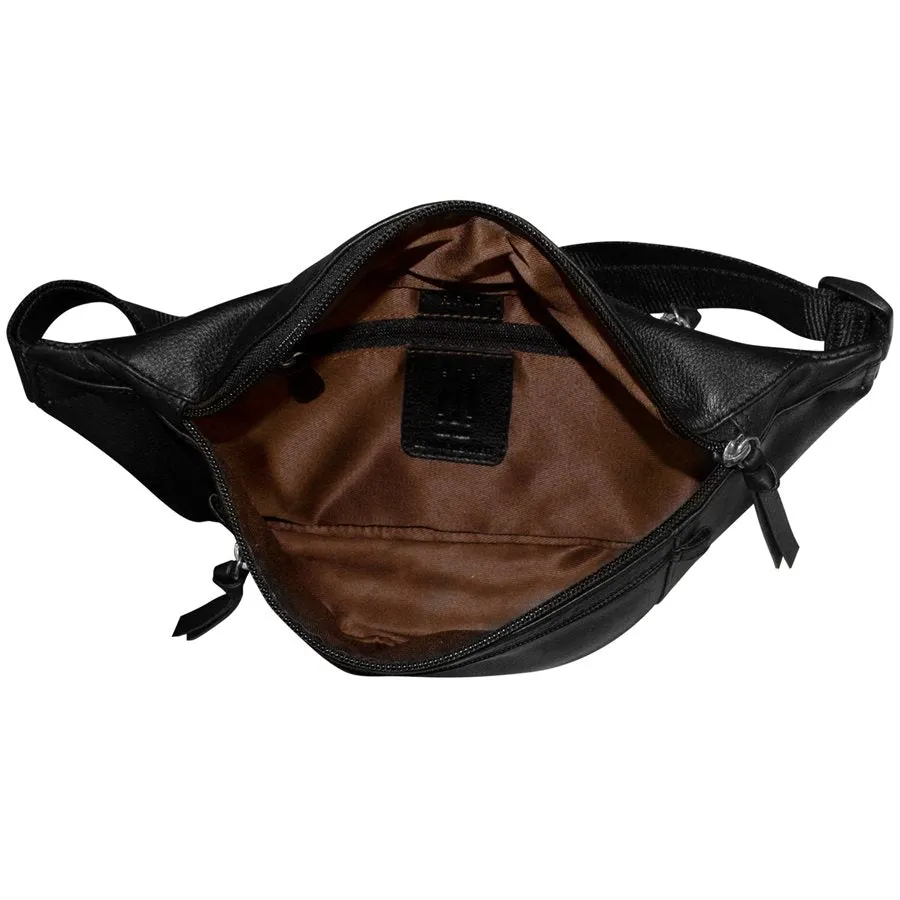leather waist pouch. Adjustable strap
