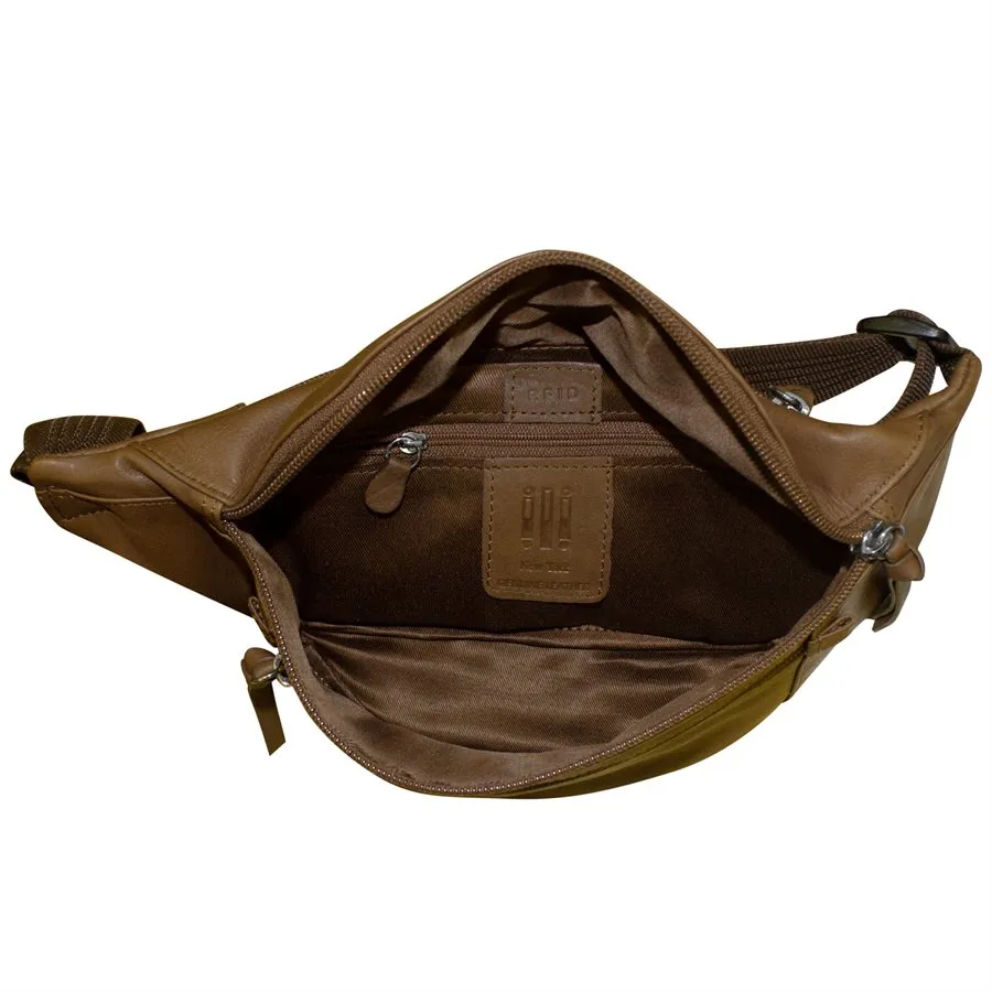 leather waist pouch. Adjustable strap