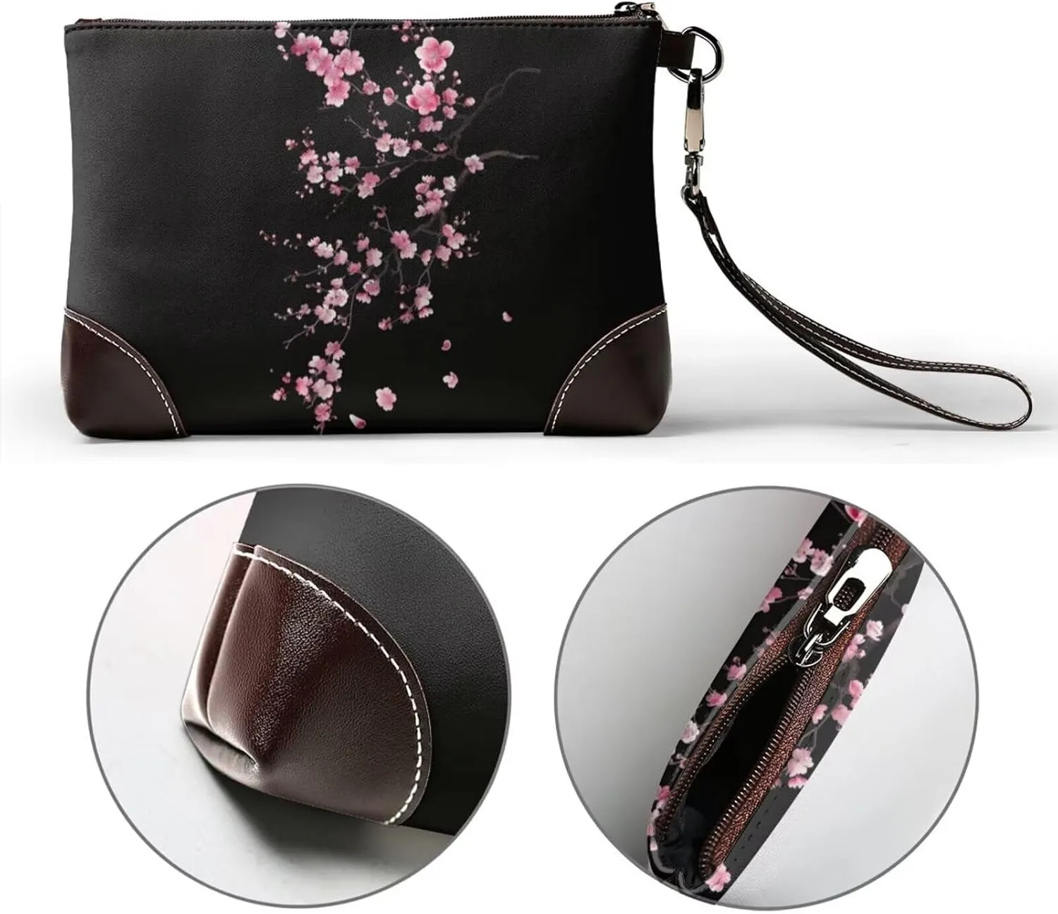 Leather Wristlet Purse for Women Print Small Clutch Purse with Wrist Straps, Women's Clutch Wallet Decor