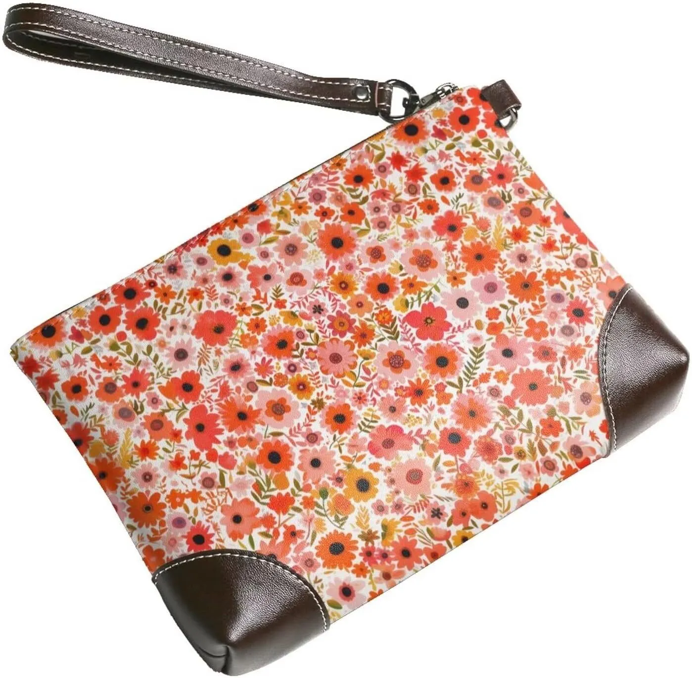 Leather Wristlet Purse for Women Print Small Clutch Purse with Wrist Straps, Women's Clutch Wallet Decor