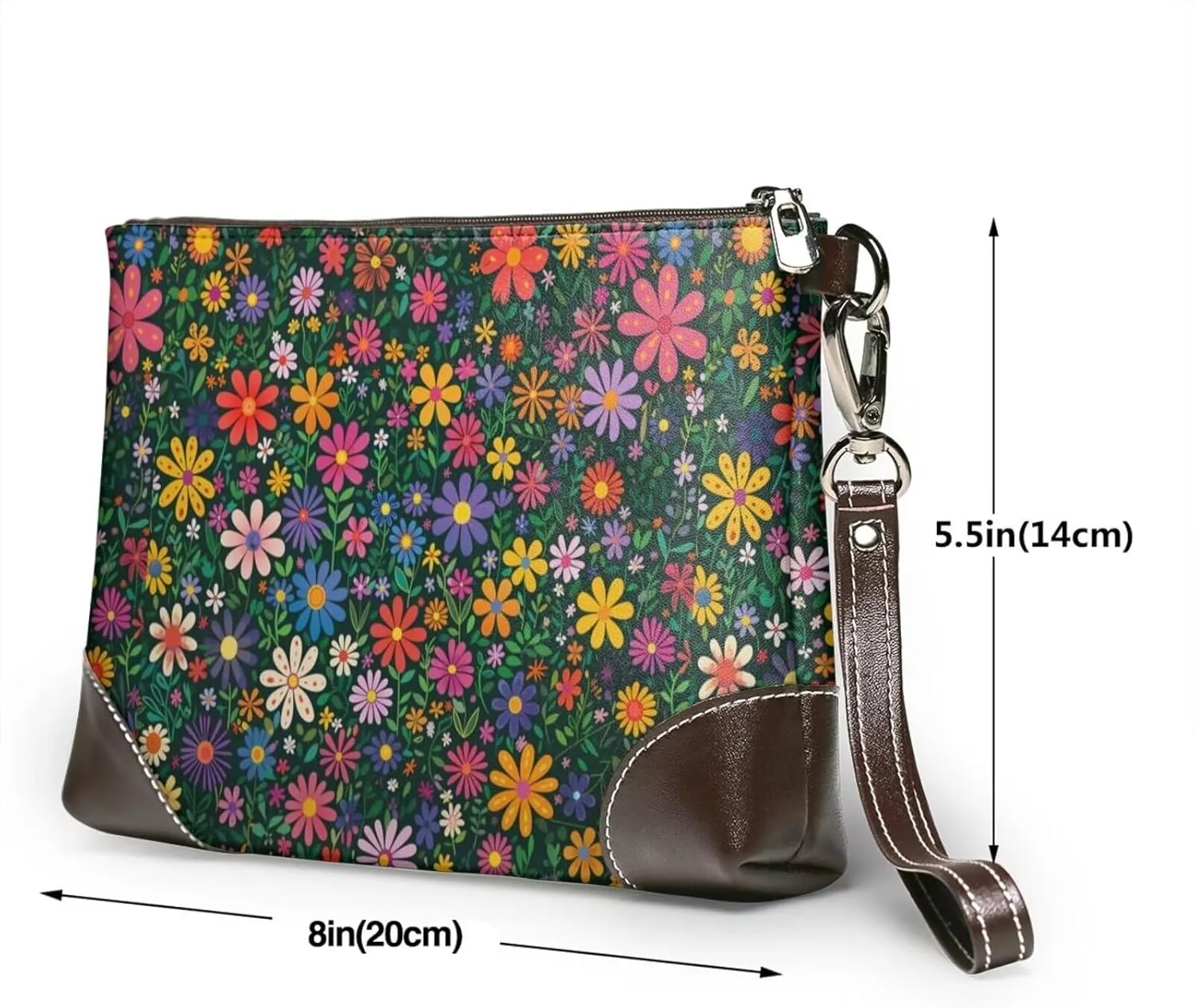 Leather Wristlet Purse for Women Print Small Clutch Purse with Wrist Straps, Women's Clutch Wallet Decor
