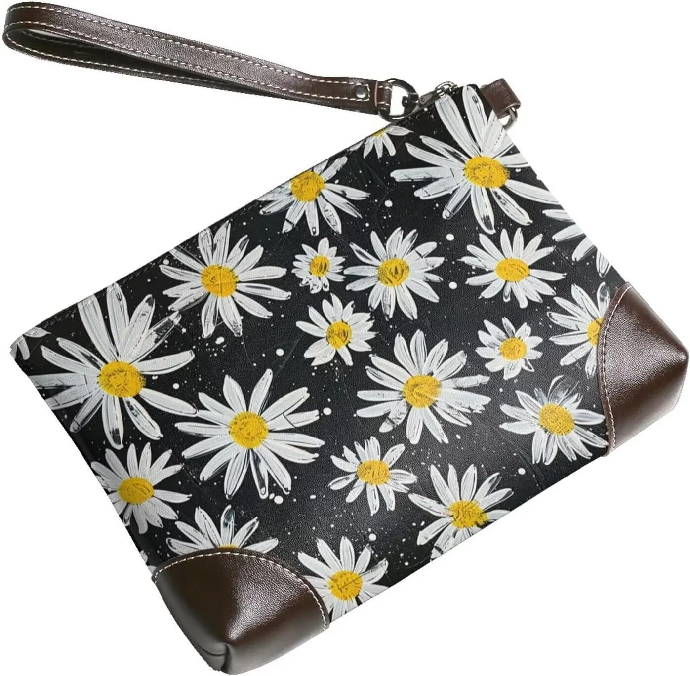 Leather Wristlet Purse for Women Print Small Clutch Purse with Wrist Straps, Women's Clutch Wallet Decor