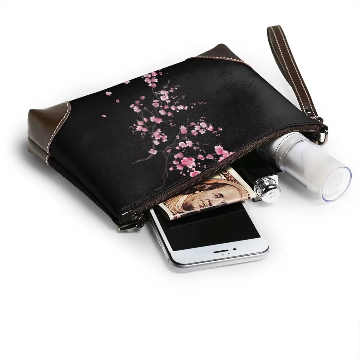 Leather Wristlet Purse for Women Print Small Clutch Purse with Wrist Straps, Women's Clutch Wallet Decor