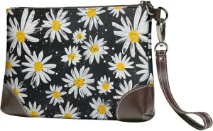 Leather Wristlet Purse for Women Print Small Clutch Purse with Wrist Straps, Women's Clutch Wallet Decor