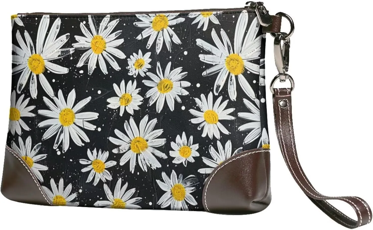 Leather Wristlet Purse for Women Print Small Clutch Purse with Wrist Straps, Women's Clutch Wallet Decor