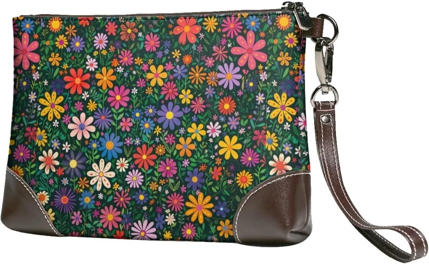 Leather Wristlet Purse for Women Print Small Clutch Purse with Wrist Straps, Women's Clutch Wallet Decor