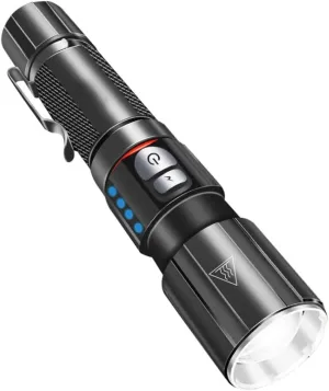 LED Flashlights, 7100 Lumen Ultra Bright Flashlight with 5 Modes, Zoomable, Waterproof, Handheld Small Flashlight for Outdoor Camping, Fishing and Hunting, QIYUDS88
