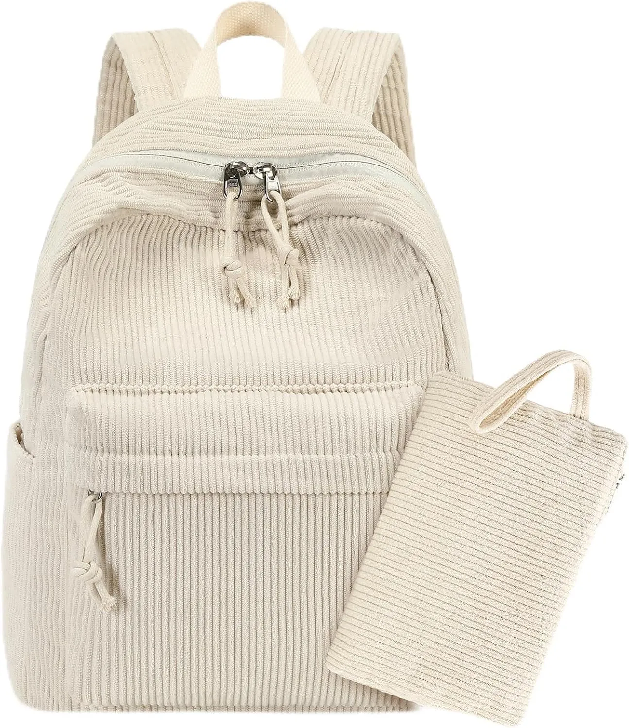 LEDAOU Mini Backpack Women Girls Corduroy Casual Bookbags Cute Small Backpack Purse Fashion Lightweight Daypack School Travel Bag 2PCS