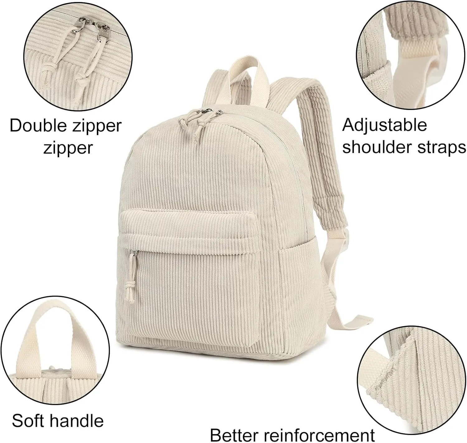 LEDAOU Mini Backpack Women Girls Corduroy Casual Bookbags Cute Small Backpack Purse Fashion Lightweight Daypack School Travel Bag 2PCS