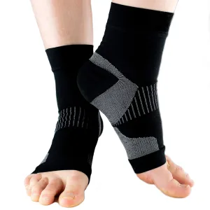 LEGEND Compression Wear Foot Sleeve, Plantar Fasciitis Relief, Heel, Foot, and Arch Pain Support, Swollen Feet, Made in the USA, Black, 1 Pair, Medium