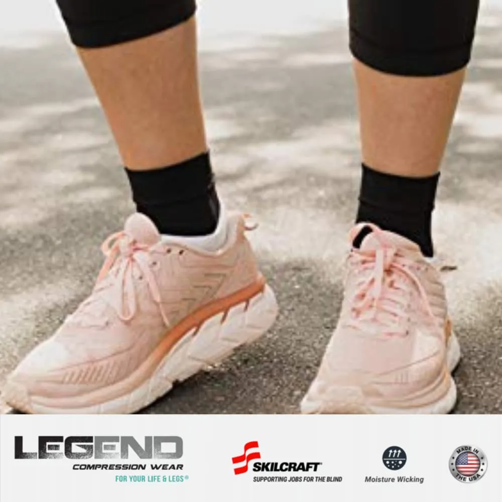 LEGEND Compression Wear Foot Sleeve, Plantar Fasciitis Relief, Heel, Foot, and Arch Pain Support, Swollen Feet, Made in the USA, Black, 1 Pair, Medium