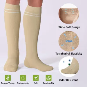 LEVSOX Viscose for Bamboo Compression Socks for Women&Men 20-30 mmHg Knee High Cute Support Socks for Nurses Pregnacy Travel