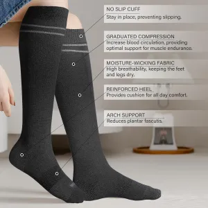 LEVSOX Viscose for Bamboo Compression Socks for Women&Men 20-30 mmHg Knee High Cute Support Socks for Nurses Pregnacy Travel