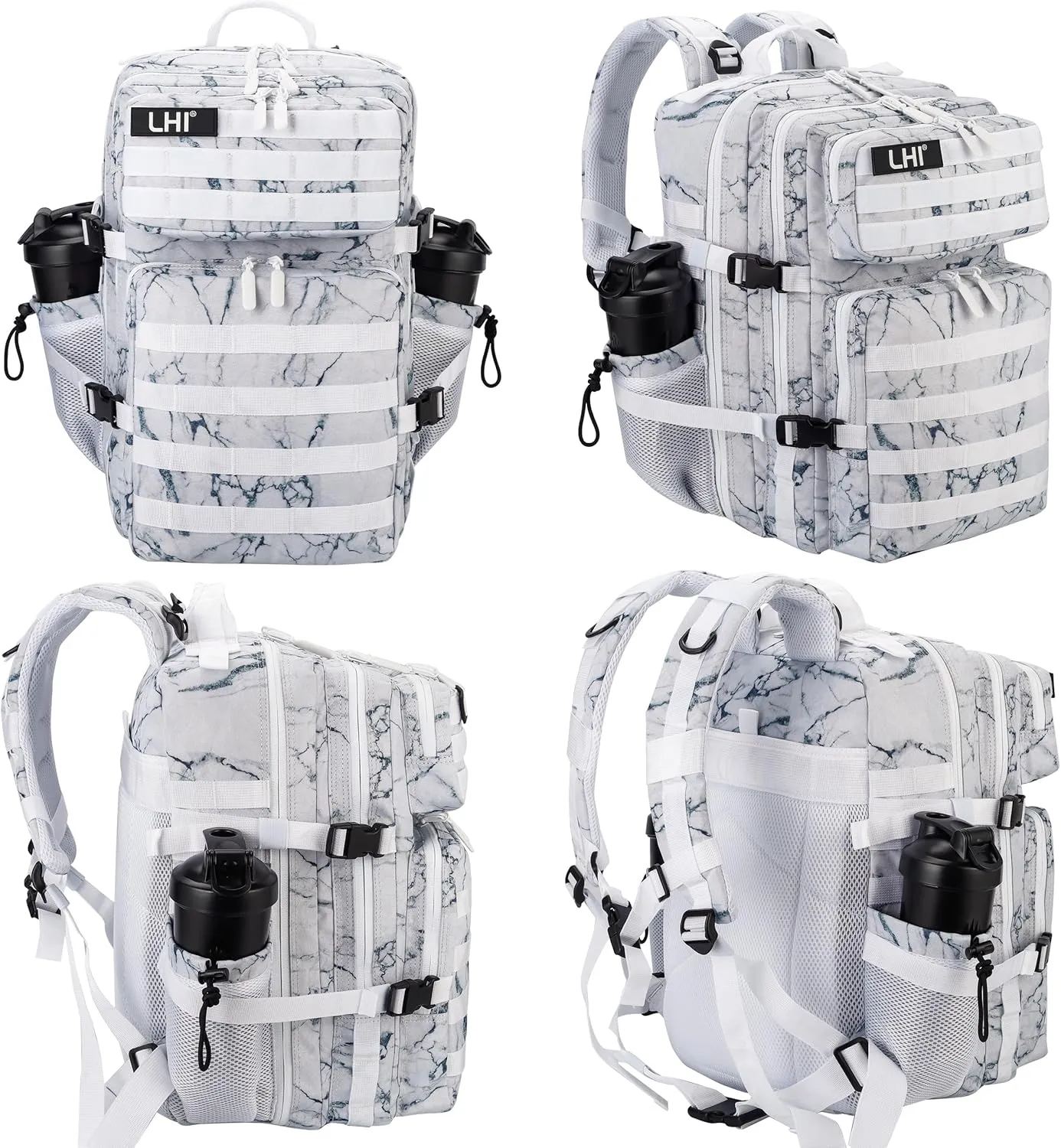 LHI Military Tactical Backpack for Men and Women 45L Army 3 Days Assault Pack Bag Large Rucksack with Molle System - Stripe