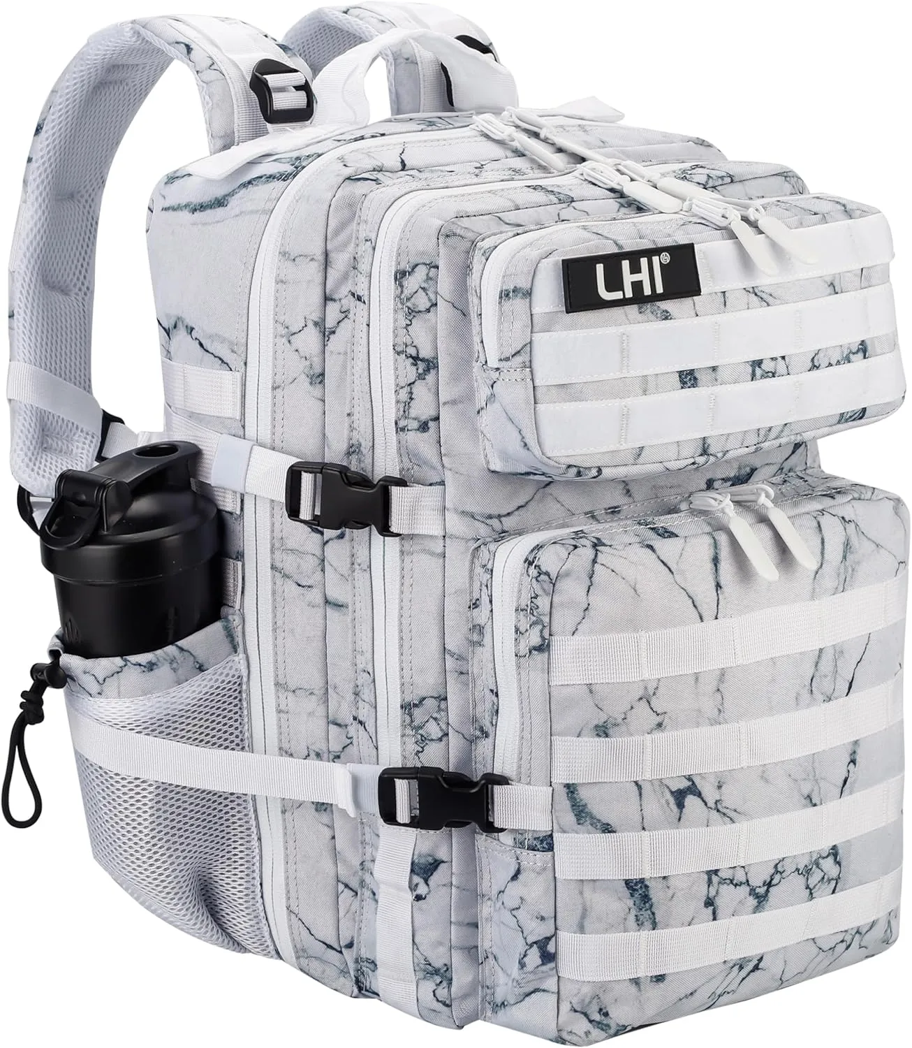 LHI Military Tactical Backpack for Men and Women 45L Army 3 Days Assault Pack Bag Large Rucksack with Molle System - Stripe