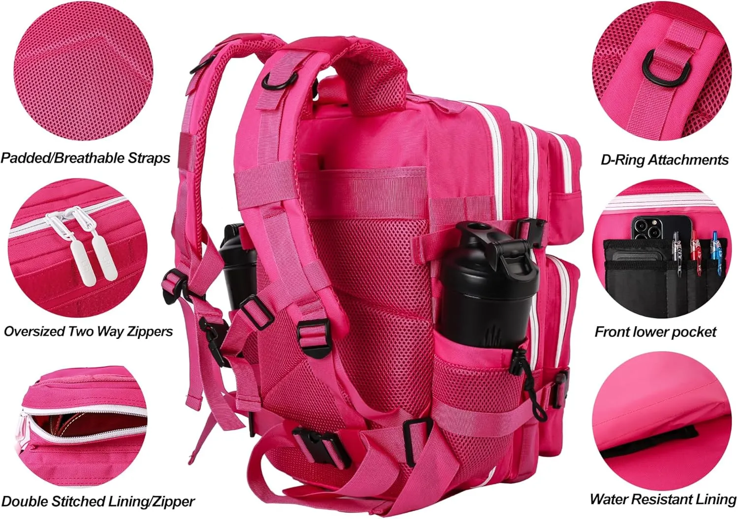 LHI Tactical Military Backpack for Men and Women 25L/35L Army Assault Pack Bag Small Rucksack with Bottle Holder