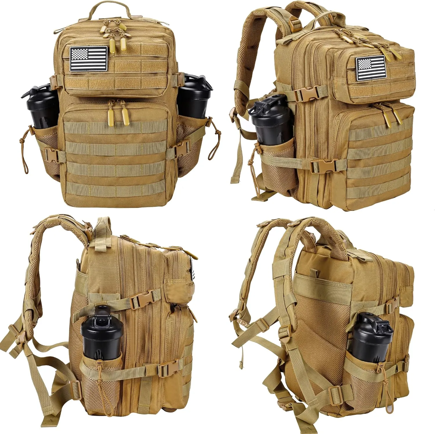 LHI Tactical Military Backpack for Men and Women 25L/35L Army Assault Pack Bag Small Rucksack with Bottle Holder