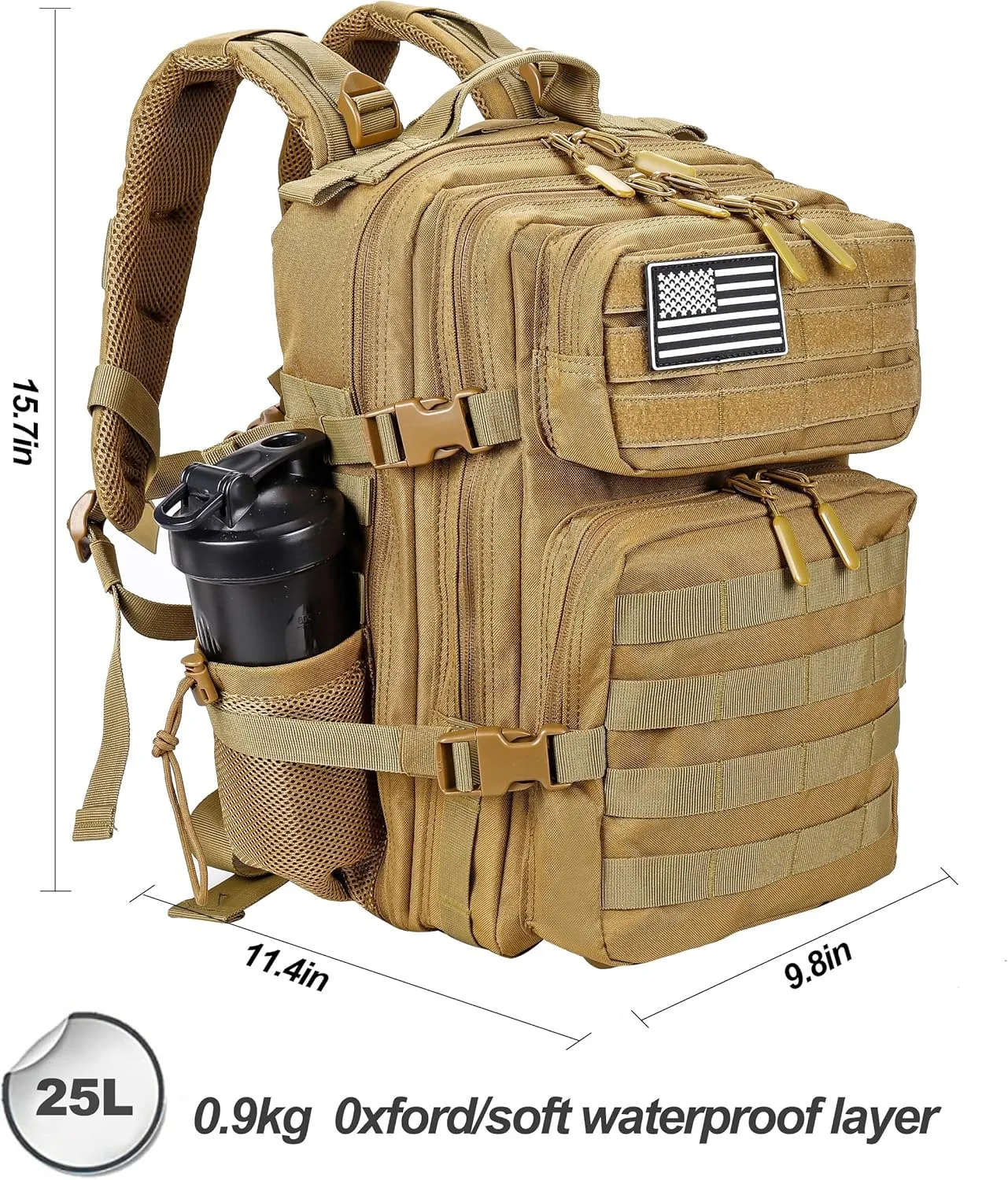 LHI Tactical Military Backpack for Men and Women 25L/35L Army Assault Pack Bag Small Rucksack with Bottle Holder