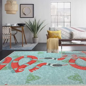 Light Blue Boho Snake Runner Rugs for Kitchen Bedroom Hallway 2×6ft Washable Animal Snake Area Rug Non Skid Indoor Home Decor Floor Mats