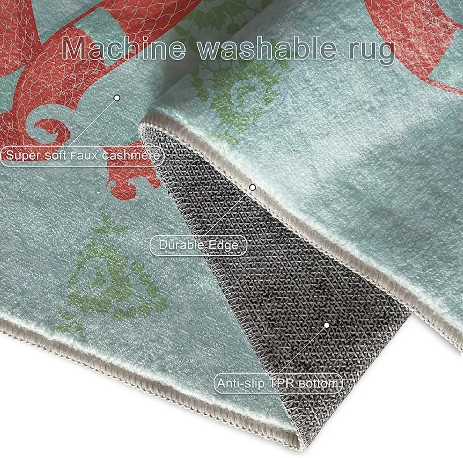 Light Blue Boho Snake Runner Rugs for Kitchen Bedroom Hallway 2×6ft Washable Animal Snake Area Rug Non Skid Indoor Home Decor Floor Mats