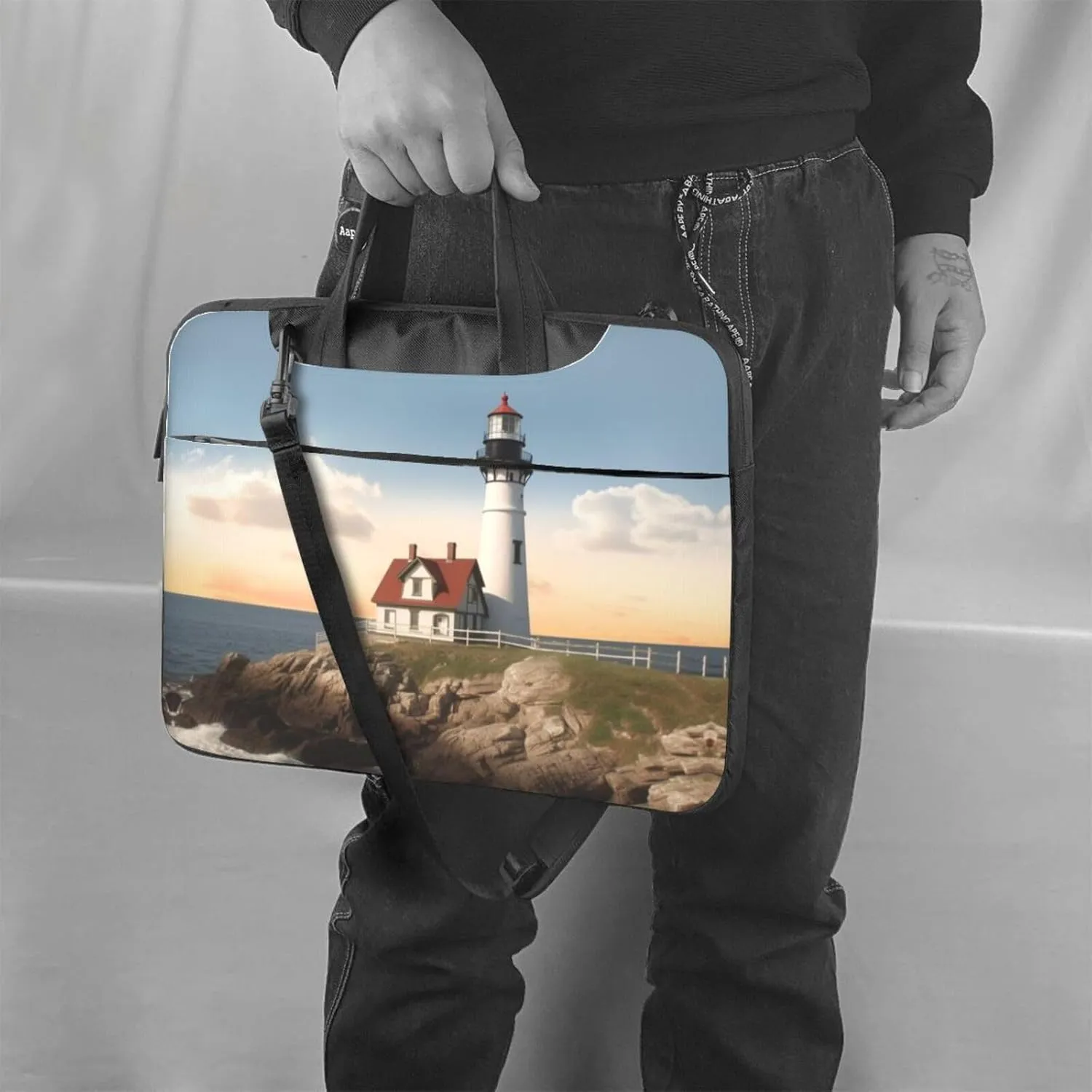 Lighthouse Backdrop print Laptop Bag Large Capacity Computer Bags Shoulder Briefcase Laptop Sleeve Case