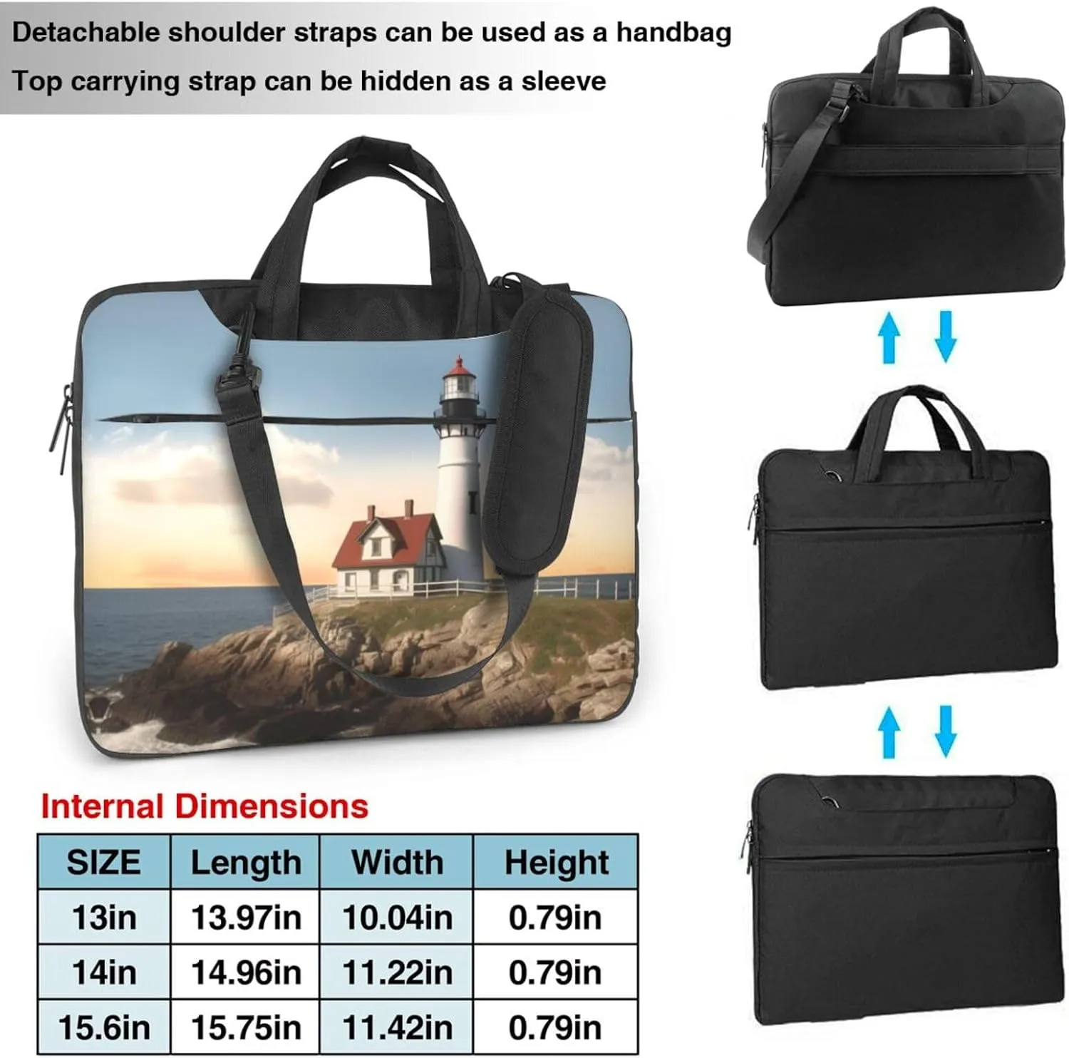 Lighthouse Backdrop print Laptop Bag Large Capacity Computer Bags Shoulder Briefcase Laptop Sleeve Case