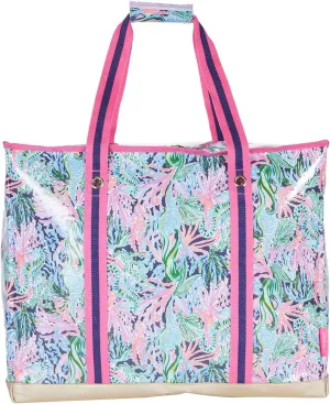 Lilly Pulitzer Large Utility Tote Bag, Heavy Duty Collapsible Tote, Storage Bin with Zip Lid & Reinforced Base