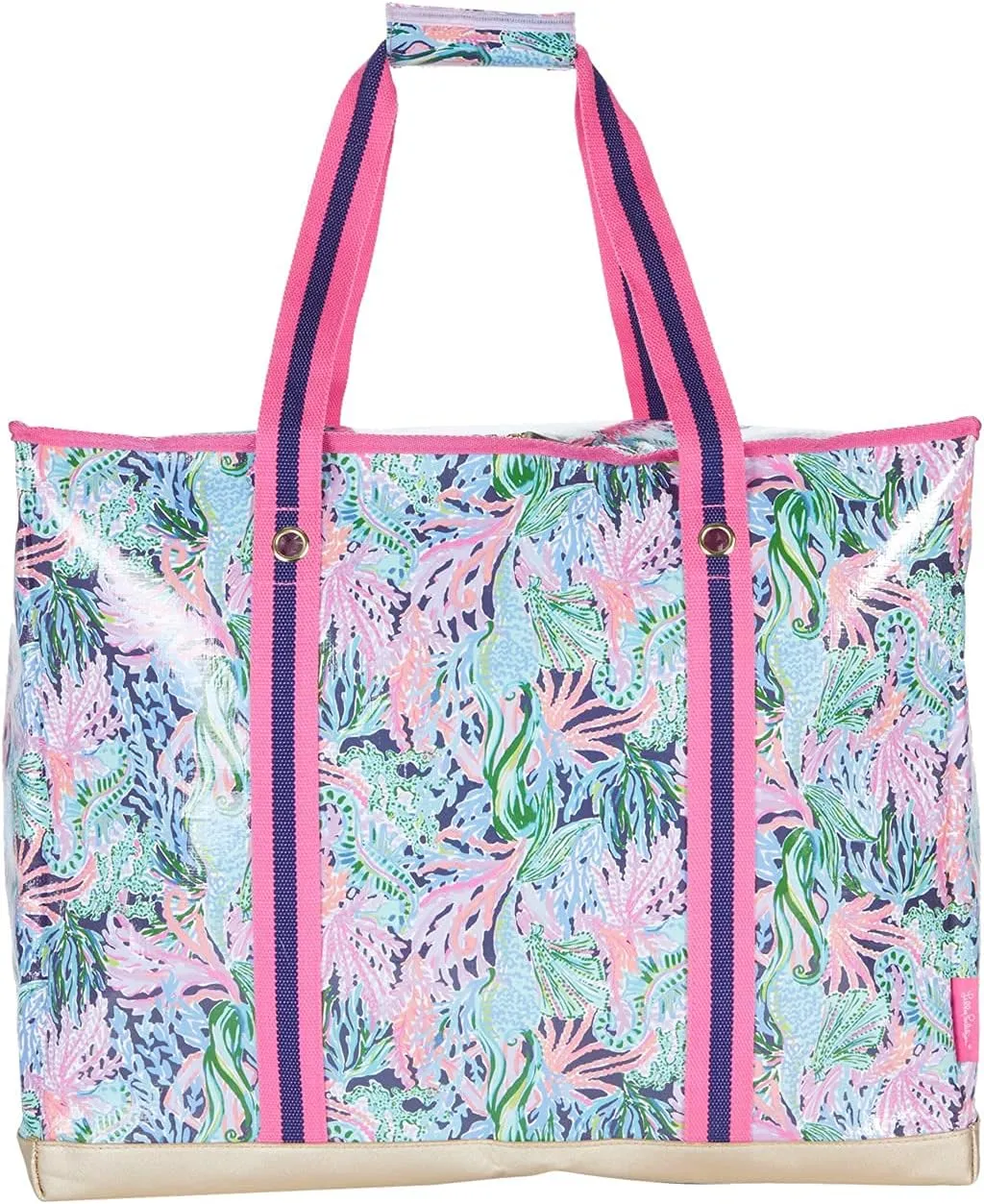Lilly Pulitzer Large Utility Tote Bag, Heavy Duty Collapsible Tote, Storage Bin with Zip Lid & Reinforced Base