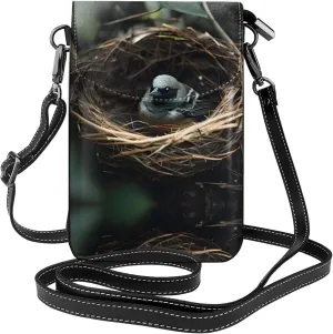 Little bird nest Printing Leather Crossbody Flap Phone Bag - Versatile Gift for Women Walking, Camping, Shopping, and Travel